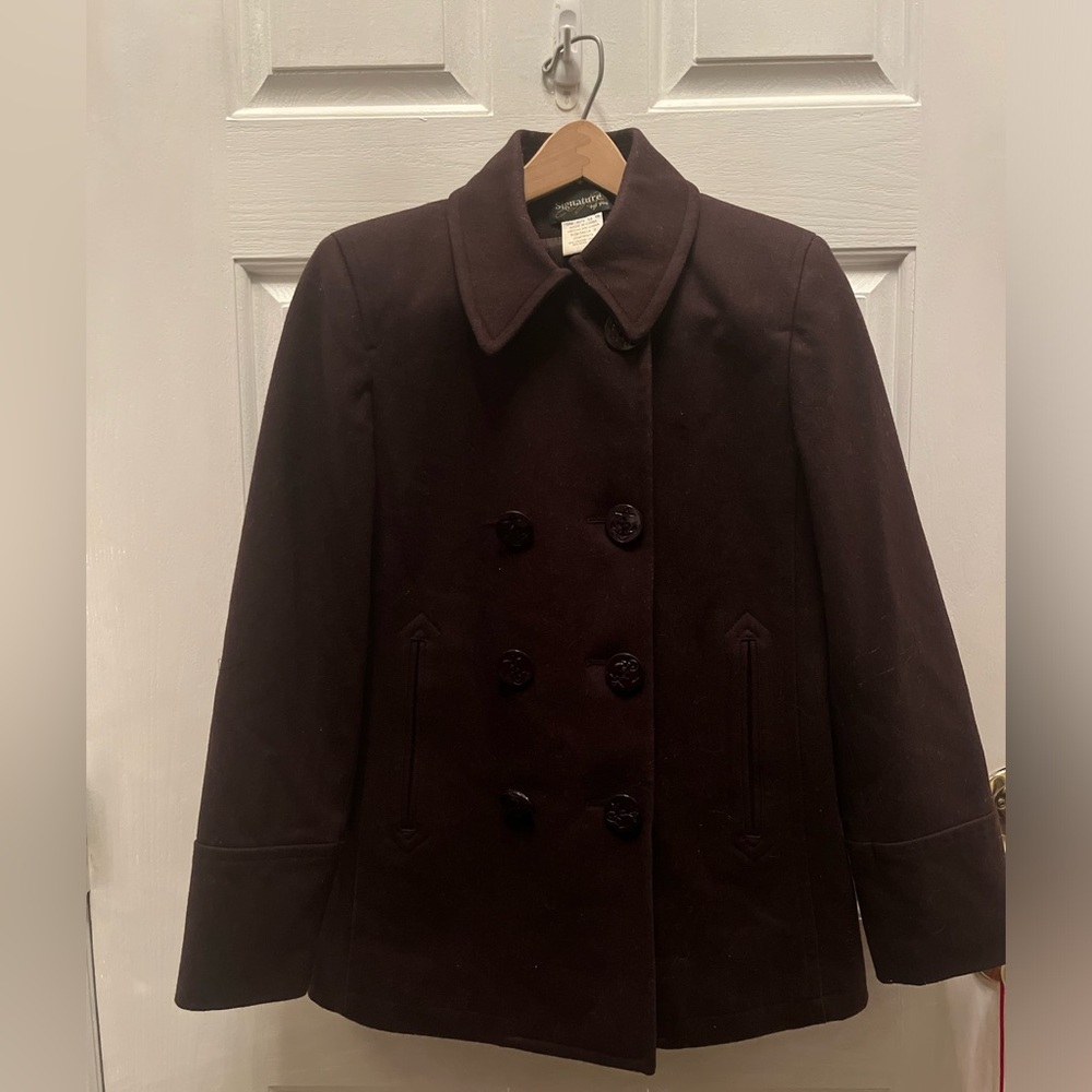 PRE-OWNED SIGNATURE FOR YOU WOMEN'S BROWN WOOL BLEND COAT- SIZE 6